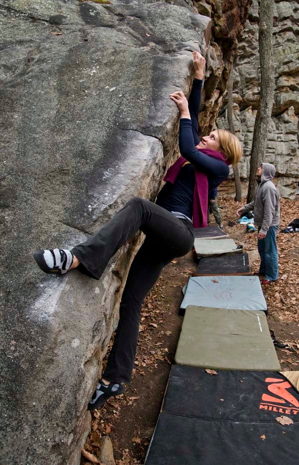 Ken Klis receives a very nice Edgeucation (5.11c), high up on Bishop Peak, San Luis Bispo. Photo by Tom Slater