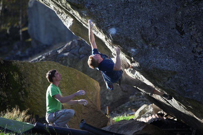 Image from the film PROGRESSION. Chris Sharma on the first ascent of Jumbo Love (5.15b), at Clark Mountain, CA. The hardest rock climb in the world. Photo by Boone Speed / boonespeed.com.
