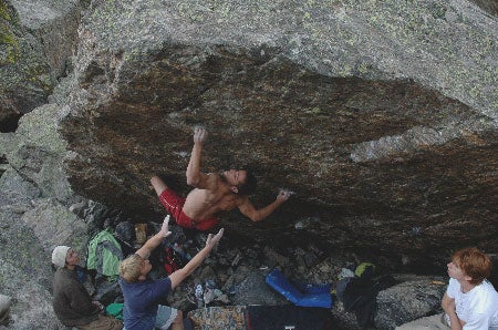 Anthony Love cruises up pitch two of the ultra-classic Boardwalk (5.8) at Ship Rock, North Carolina.