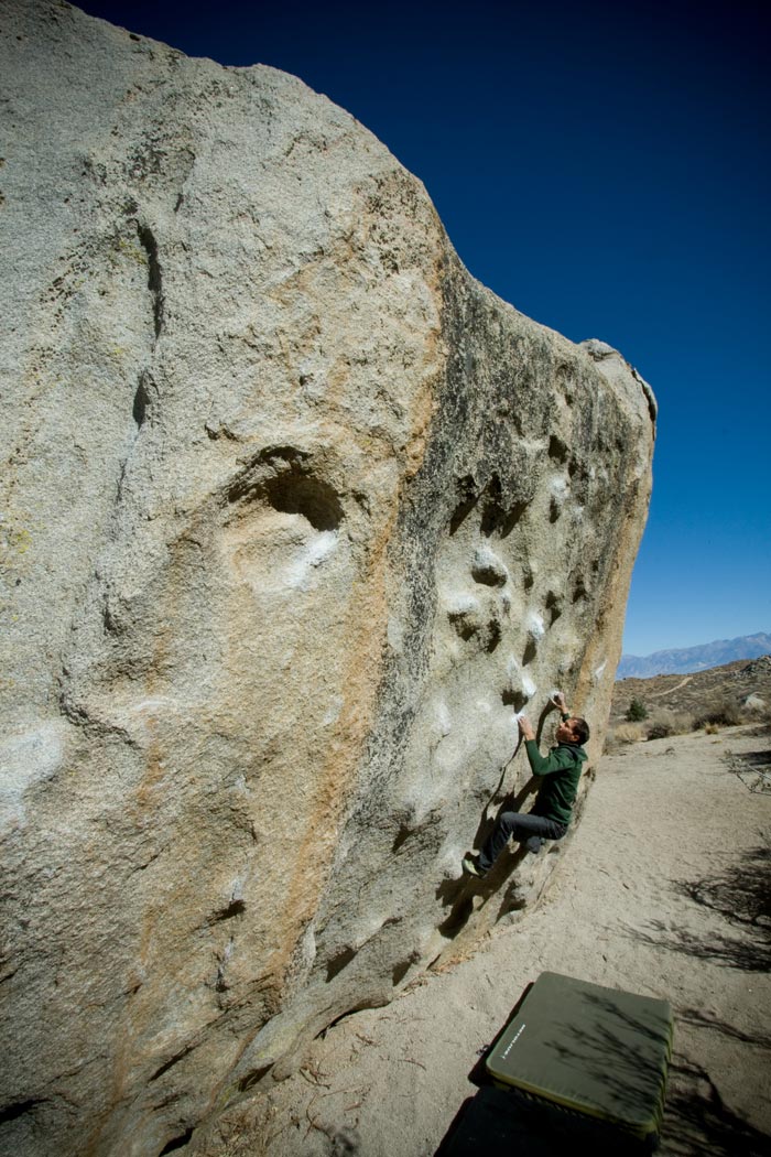 Matt Maddaloni places the Anticam on the Guillotine Flake, The Chief, Squamish, BC. Photo by Bryan Smith
