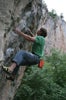 Rob Robinson, early ambassador for steep Southern sandstone, established some of the wildest traditional climbs in the East, such as this one, Hands Across America (5.12c), Tennessee Wall, Tennessee. Photo courtesy of Rob Robinson