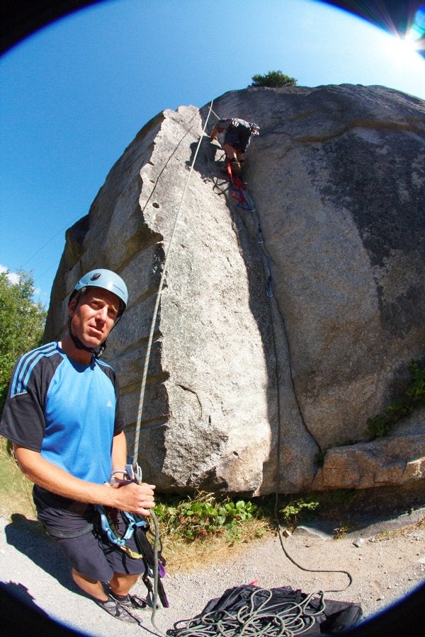 Dave MacLeod on Ring of Steall (5.14c) in Glen Nevis. The route is named for a famous nearby hike, traversing seven peaks near Ben Nevis.