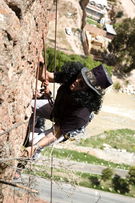 Jesse Heineman enjoying big edges on the 5.10b third pitch of Rise and Fall (5.12a/b), Upper Town Wall. Photo by Ben Gilkison / www.bentroy.com
