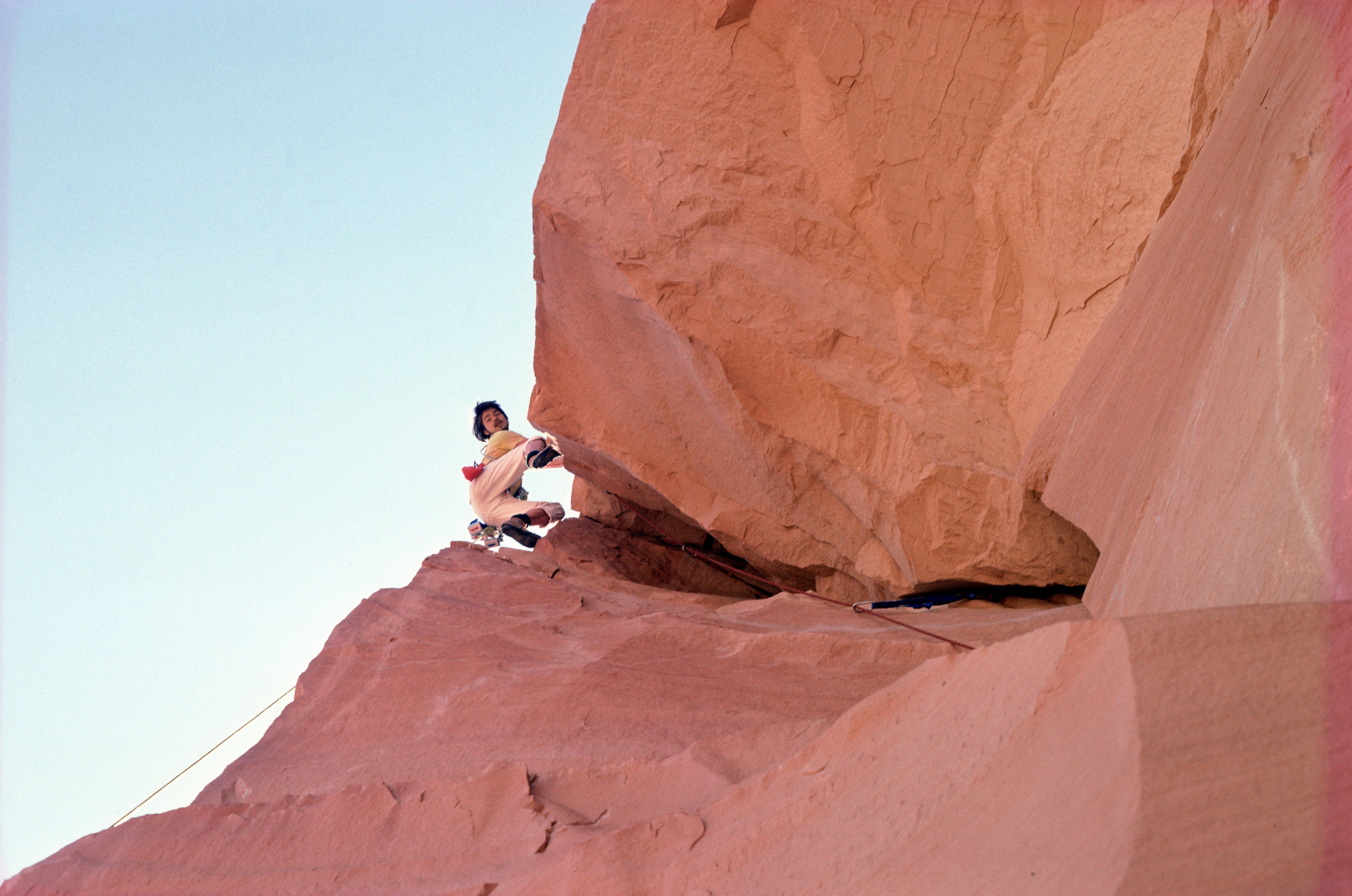 Stephen Meinhold in control on Apollo Reed (5.13a) at the Colosseum Crag, Summersville Lake. Photo by Jim Thornburg