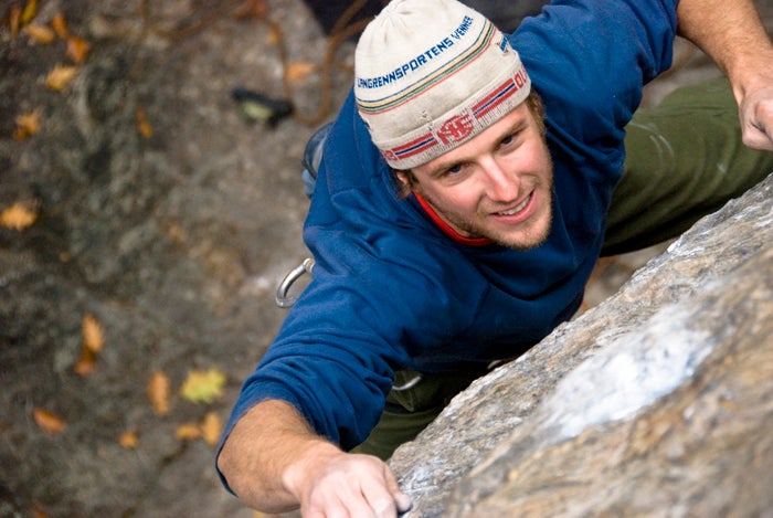Matt Theilen on Carls Overhang (5.11b/c) Donner Summit. Photo by Vernon Wiley submitted to PhotoPost