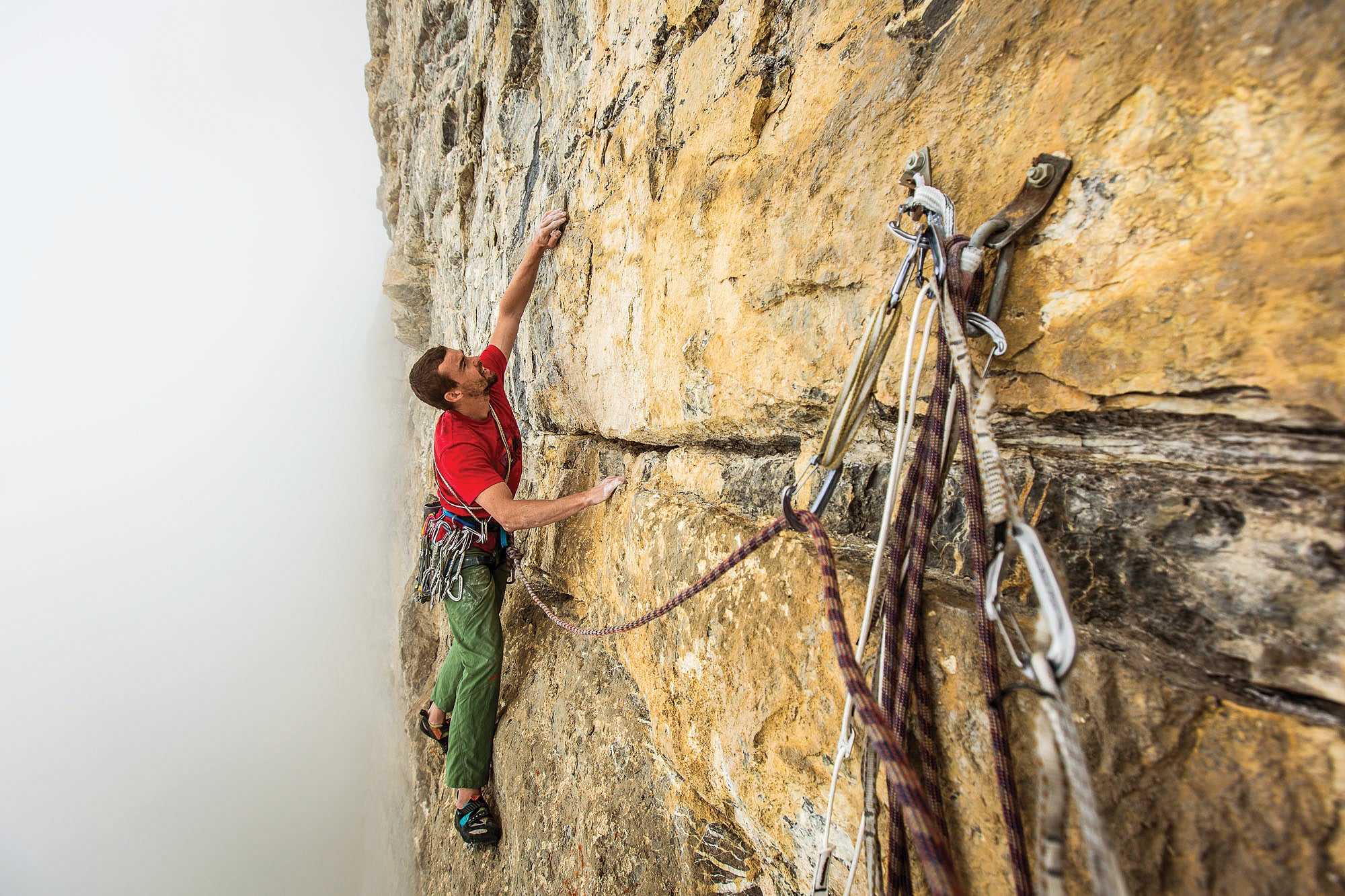 An unsafe, corroded, original bolt next to a bomber titanium glue-in on Freedom (5.12c), the Point.