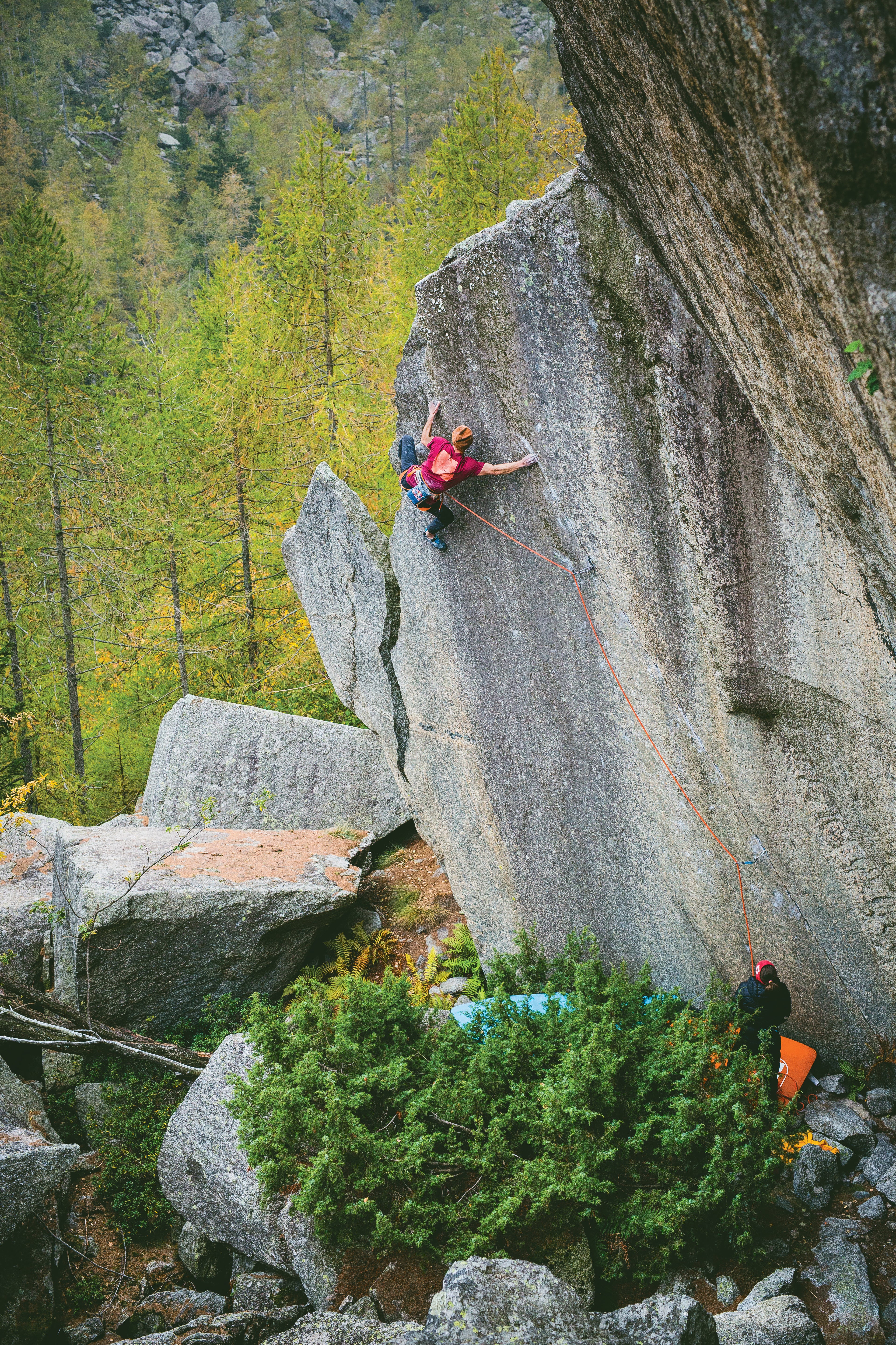 Steeper and more sustained than it looks, the 60-foot Celestial Fraud (WI5) is a great novelty route located above Kolob Creek. Scott Adamson and Angela Van Wiemeersch nabbed the first ascent in 2014 when an ice bulge at the bottom provided a small foot ledge and adequate screw placements for a belay, but do yourself a favor and toprope it for peace of mind.