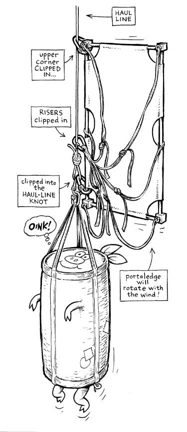 Properly hauling your open portaledge w Properly hauling your open portaledge will turn cramped insanity into comfortable bliss.
