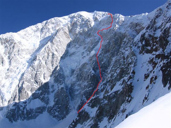 The new Canadian Direct route on the so The new Canadian Direct route on the south face of Denali.