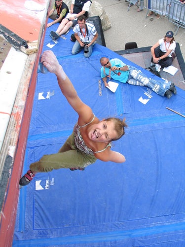 Charlotte Durif sending at the French b Charlotte Durif sending at the French bouldering championships.