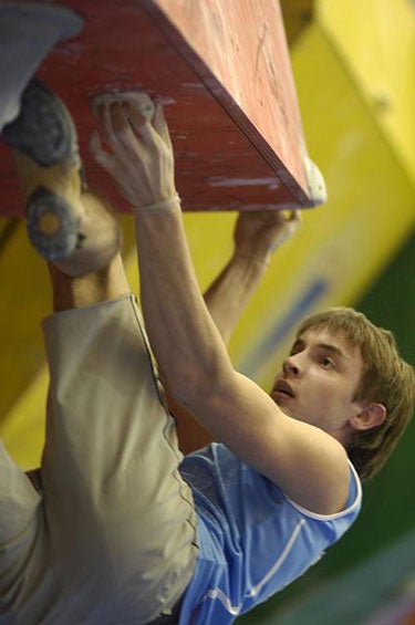 World bouldering champion Dmitry Sharaf World bouldering champion Dmitry Sharafutdinov from Russia.