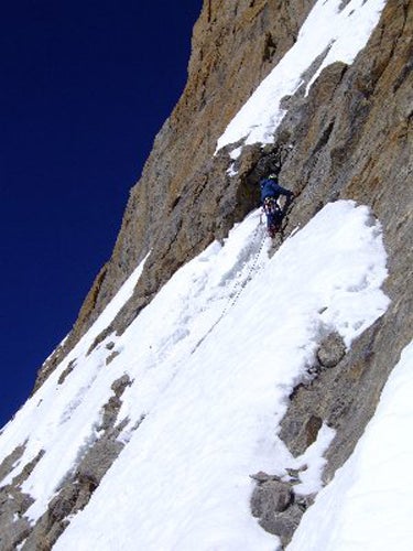 Climbing the long East Ridge of Ganesh Climbing the long East Ridge of Ganesh V—long, in this case, means about four miles. Photo courtesy of Aymeric Clouet/Clouclou.spaces.live.com.