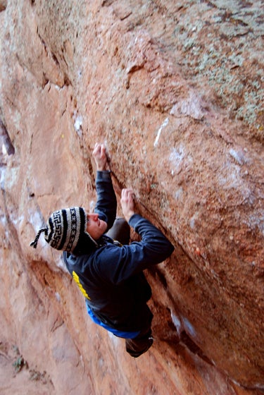 Jamie Emerson eyes the prize on Trice ( Jamie Emerson eyes the prize on Trice (V12), a short Jim Holloway problem on Boulder’s Flagstaff Mountain that went unrepeated for 32 years.…