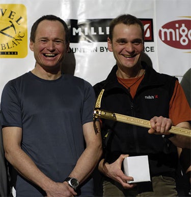 Marko Prezelj (left) and Boris Lorencic Marko Prezelj (left) and Boris Lorencic from Slovenia pose with the piolet in 2007. Photo by Giulio Malfer, courtesy of Planetmountain.com.