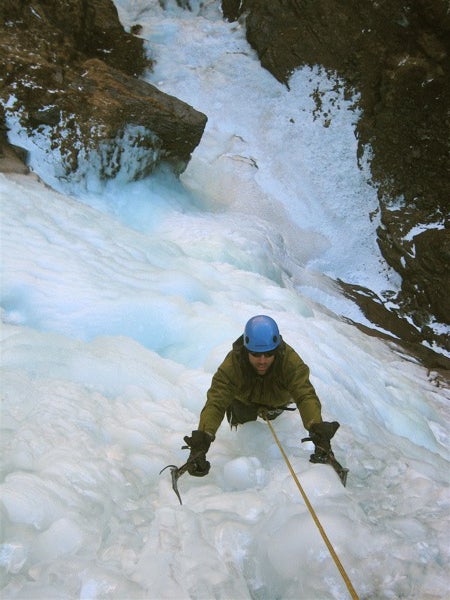 Erik Weihenmayer follows the 13th pitch Erik Weihenmayer follows the 13th pitch of Losar. Photo by Rob Raker.