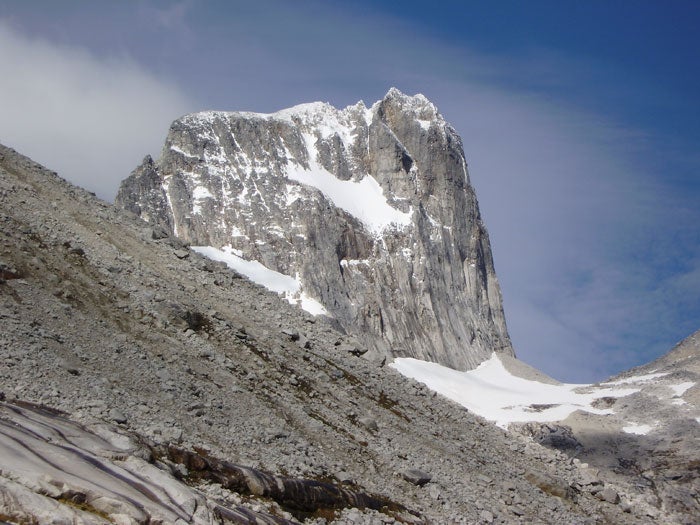 No that's not Snowpatch Spire; it's Sou No that's not Snowpatch Spire; it's South Avellano Tower, seen from the west. Donini and Engelbach bivied in the col on the right and climbed a…