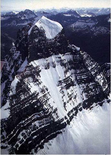 Aerial view of the north face of Mt. Al Aerial view of the north face of Mt. Alberta. Courtesy of Climbandmore.com.