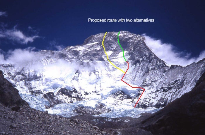 Proposed lines on the west face of Maka Proposed lines on the west face of Makalu, the world’s fifth-highest peak. The face has never seen a direct ascent, and Vince Anderson, Steve…