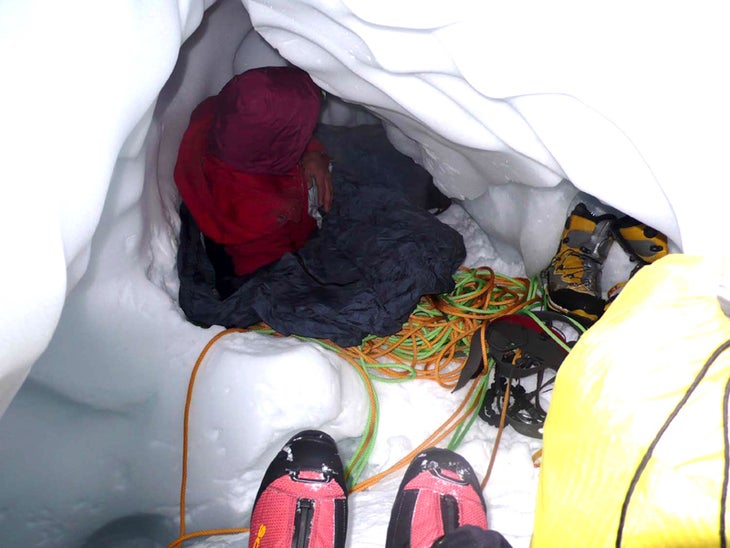 Home is a hole: The bivy atop the north Home is a hole: The bivy atop the north buttress, before heading to the summit. “The bivy was sweet,” Hart said. “Max even took his…