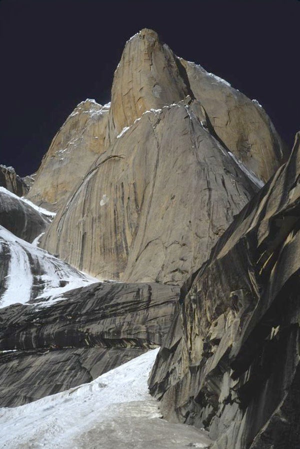 Great Trango Tower’s northeast pi Great Trango Tower’s northeast pillar: the Norwegian Buttress. The stacked pillars are about 4,500 feet high. Photo by John Middendorf —…