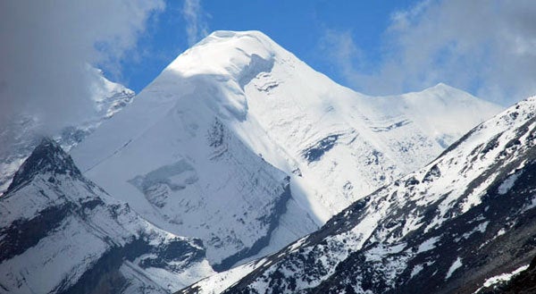Peak Hawley (6,182m/20,282') in the Dha Peak Hawley (6,182m/20,282') in the Dhaulagiri Group of Nepal. Photo by François Damilano/Courtesy of Planetmountain.com.