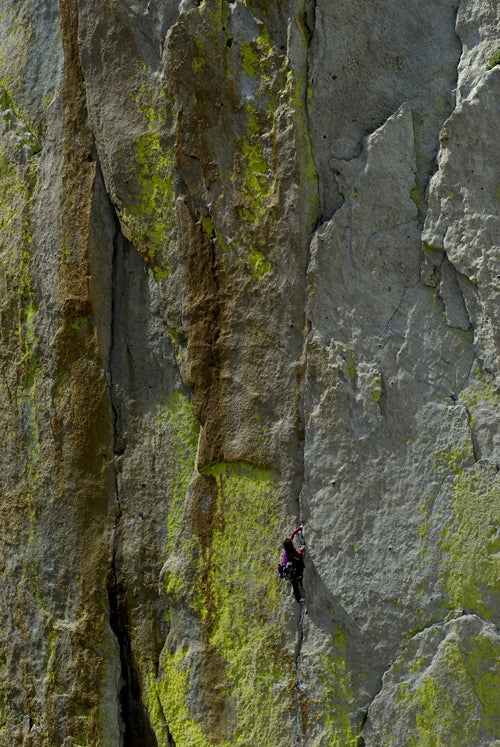 Majka Burhardt on the first pitch of Th Majka Burhardt on the first pitch of Thin Ice (5.10). Photo by James Q Martin / jamesqmartin.com