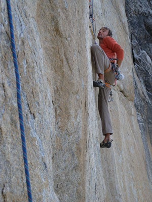 Steck onsighting the A5 Traverse (5.13b Steck onsighting the A5 Traverse (5.13b) on Golden Gate. Photo by Nicole Steck.
