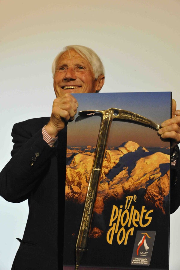 Walter Bonatti receives the Piolet d&rs Walter Bonatti receives the Piolet d’Or for lifetime achievement. Photo by Pascal Tournaire.