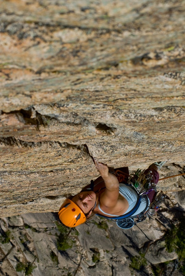 Sarah Watson on P2 of the Mountaineers Sarah Watson on P2 of the Mountaineers Route. Photo by James Q Martin / www.jamesqmartin.com