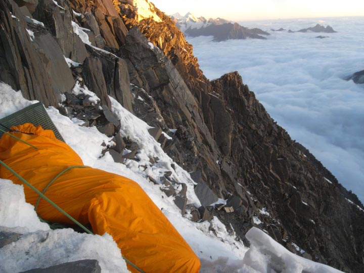 Second bivy, at 5,500m. Photo by Kristo Second bivy, at 5,500m. Photo by Kristoffer Szilas.