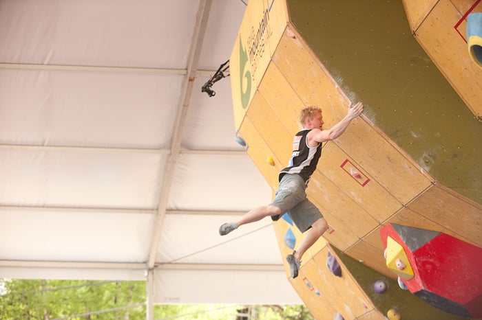Magnus Midtbö climbing at the Boulderin Magnus Midtbö climbing at the Bouldering World Cup in Vail, Colorado, in 2010. Midtbö finished 11th overall. Photo by Caroline Treadway