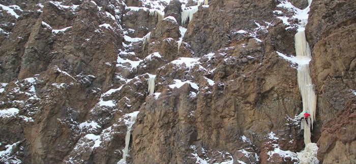 Aaron Mulkey on Cathedral in the North Aaron Mulkey on Cathedral in the North Fork Valley of the Shoshone National Forest. Photo by Tanner Calendar