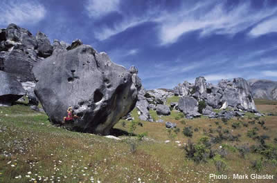 219- Mark Glaister_2205.jpg Emma Williams feeling dreamy at the Quantum Boulders, Castle Hill, New Zealand © Photo by Mark Glaister