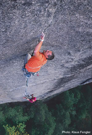 221- Klaus Fengler_2206.jpg Peter Schaffler slips into Hot Line (5.12a), Yosemite, CA © Photo by Klaus Fengler