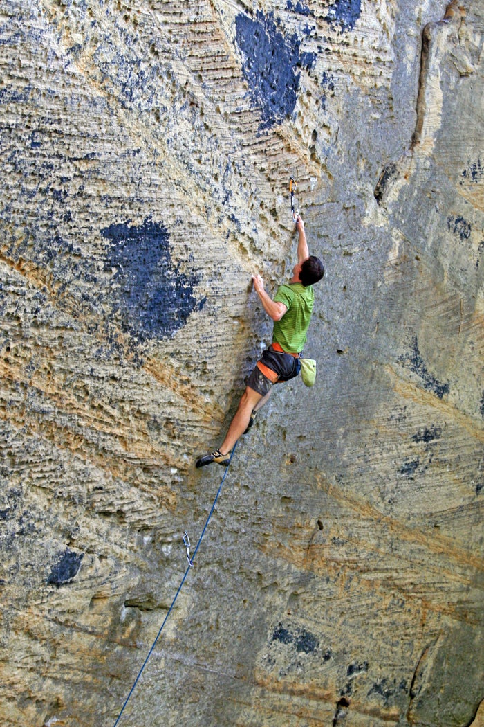 Adam Taylor on The Golden Ticket, Choco Adam Taylor on The Golden Ticket, Chocolate Factory, Red River Gorge, Kentucky. Photo by Kenneth Taylor