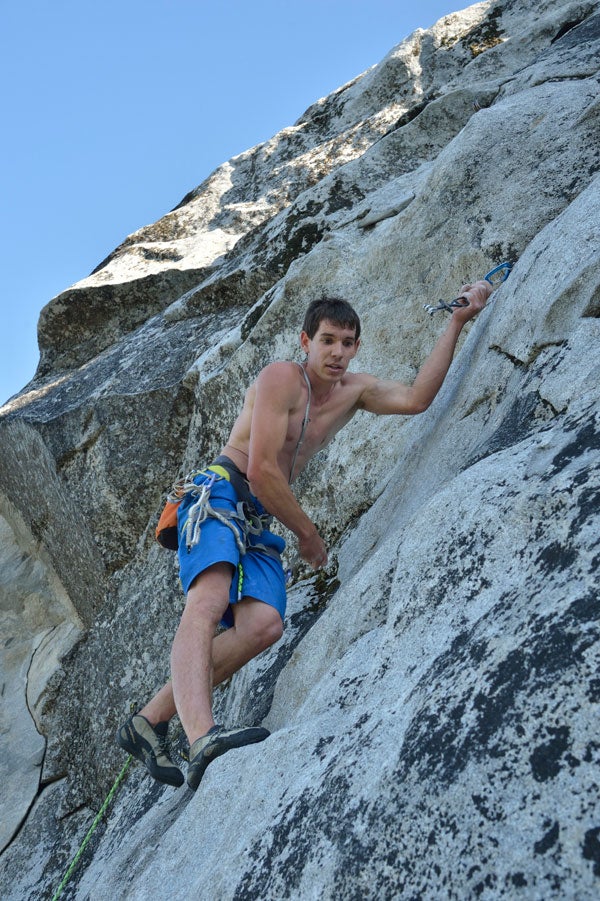 Alex Honnold and Hans Florine celebrate Alex Honnold and Hans Florine celebrate on the summit.