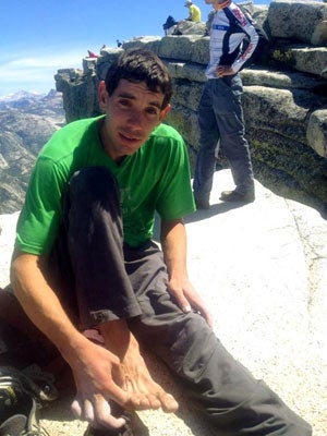 Alex Honnold on the summit of Half Dome Alex Honnold on the summit of Half Dome after his 18-hour solo "