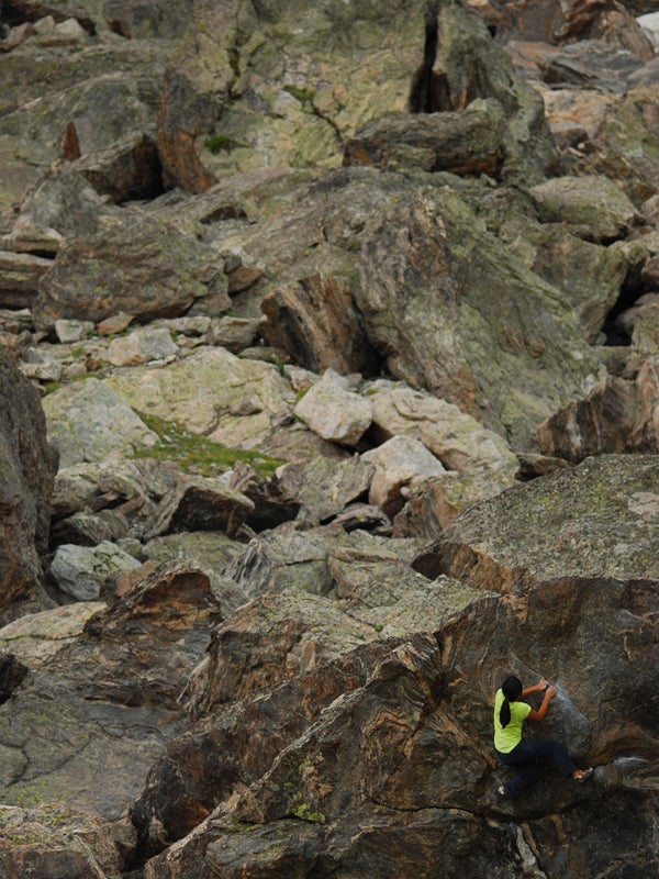 CO-12_2252.jpg Charissa Rujanavech climbing her way up through Upper Chaos Canyon, RMNP