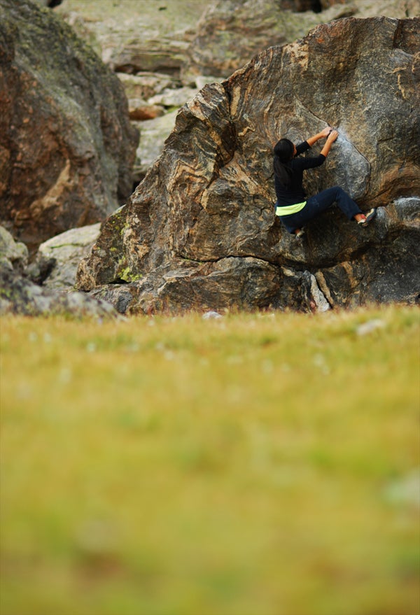 CO-16_2256.jpg Charissa Rujanavech ready for takeoff at the Grassy Meadow, Upper Chaos Canyon, RMNP