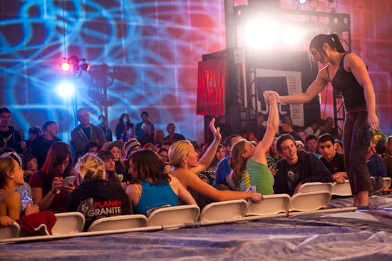 _DSC5660_258.jpg Alex Johnson, Angie Payne, and fellow competitors congratulate Alex Puccio after she flashed Women's 3