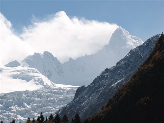 N face of Gara 6260m seen from Biyong v N face of Gara 6,260m seen from Biyong village, Niwu Qu, NE.