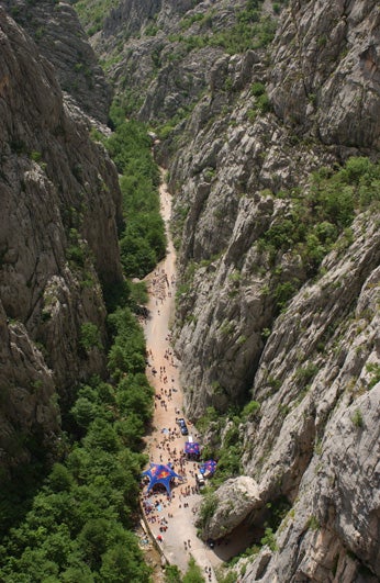 speedclimbing 016_2913.jpg Overhead view of Paklenica Canyon, Croatia © Photo by Klaus Fengler