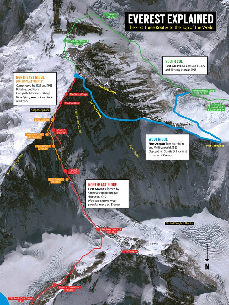 Everest West Ridge Route Map Into The Vast Unknown - Climbing