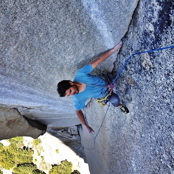 Peregrine pitch_Liberty Cap Lucho Rivera following the Peregrine Pitch, part of the aid route Bad Moon Rising, while working on the first free ascent of Liberty Cap's southwest…