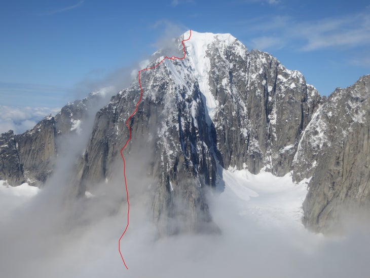 Angel with Line The line followed up the east buttress of the Angel.