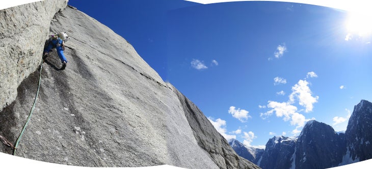 graham climbing corner stitch Splitter granite on the east buttress of the Angel.