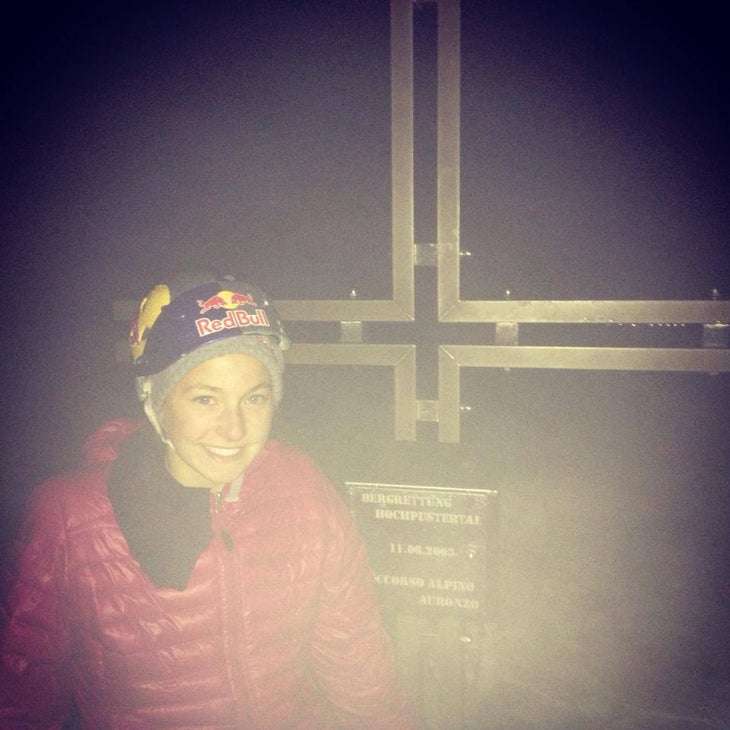 999169_653537904656976_1891336275_n Sasha DiGiulian on the summit of Cima Ovest in the Italian Dolomites after free-climbing Bellavista (5.14b)
