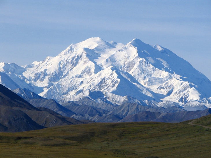 Mount_McKinley_Denali_Closeup_2800px Denali (20,237 feet). Wikipedia photo.
