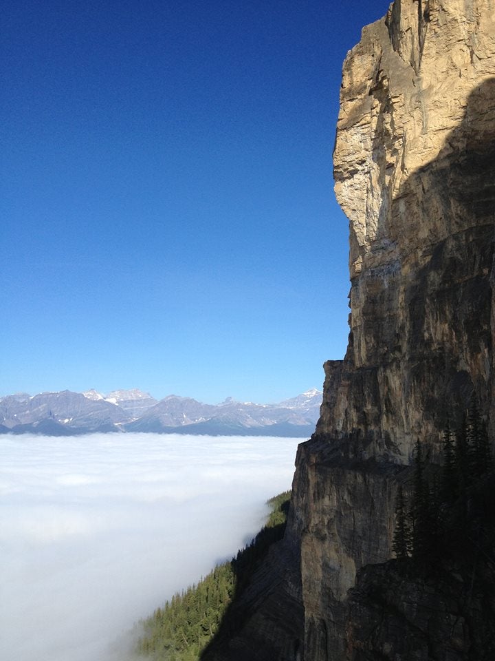 sonnie The beautiful arete of Castles in the Sky (5.14a, 5 pitches) in the Canadian Rockies.