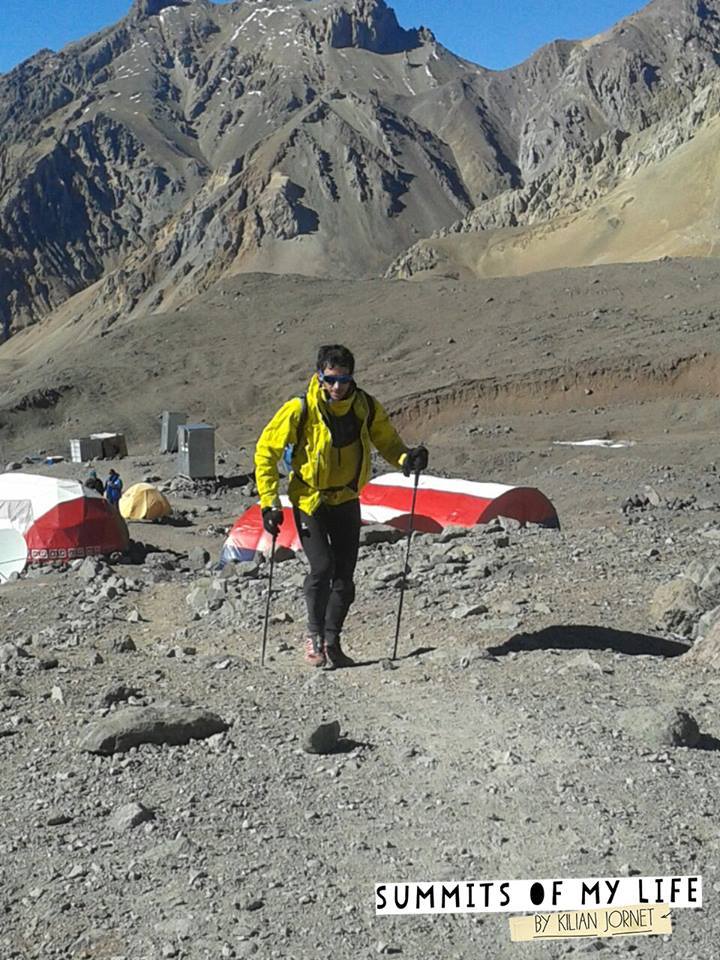 9495_10204352537586252_4018466129526197 Kilian Jornet passes Plaza de Mules base camp en route to the summit of Aconcagua during his record-setting run. Photo courtesy of Summits of My Life.